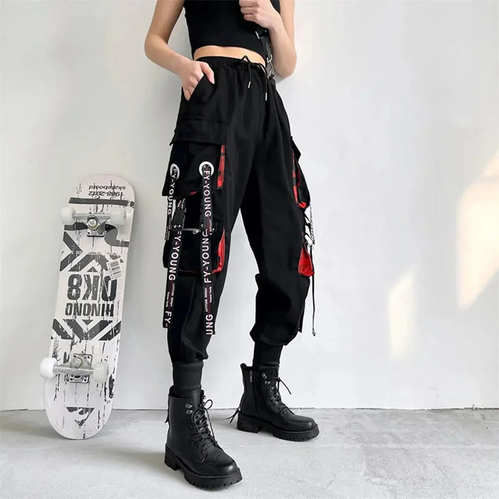 Pants Men Women Aesthetic Harem Pants Punk Pockets Joggers Harajuku Femme Hiphop Trousers Techwear Y2k Egirl Clothes Pants Boys