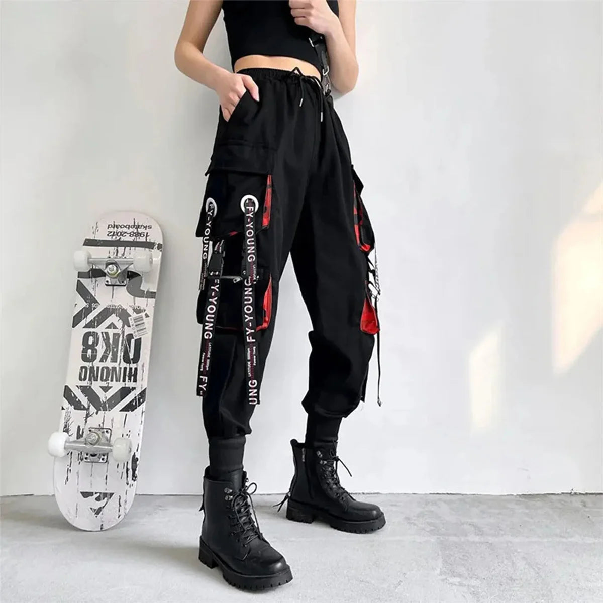 Pants Men Women Aesthetic Harem Pants Punk Pockets Joggers Harajuku Femme Hiphop Trousers Techwear Y2k Egirl Clothes Pants Boys