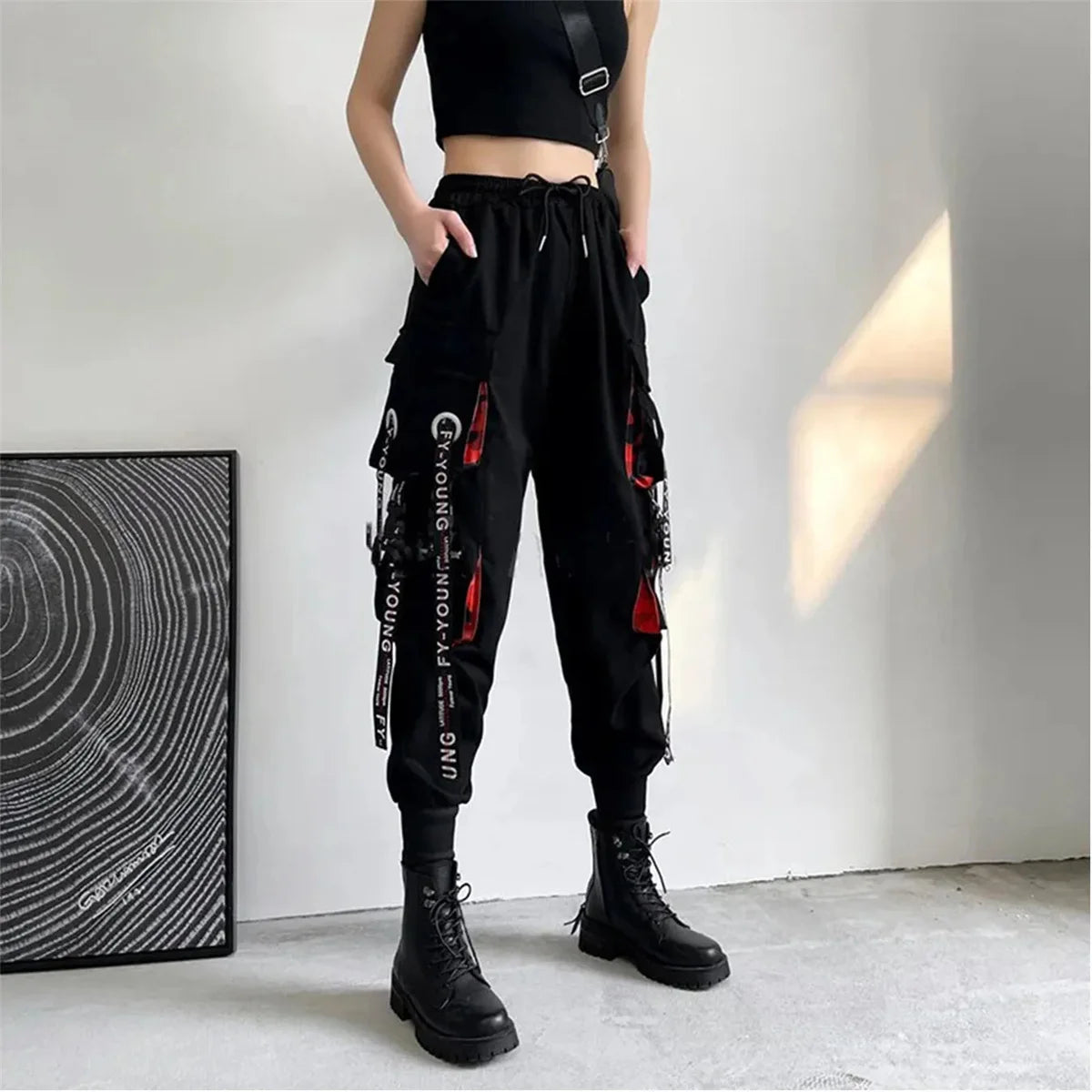 Pants Men Women Aesthetic Harem Pants Punk Pockets Joggers Harajuku Femme Hiphop Trousers Techwear Y2k Egirl Clothes Pants Boys
