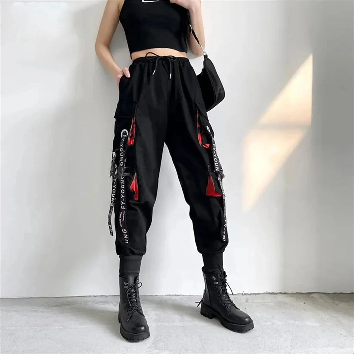 Pants Men Women Aesthetic Harem Pants Punk Pockets Joggers Harajuku Femme Hiphop Trousers Techwear Y2k Egirl Clothes Pants Boys
