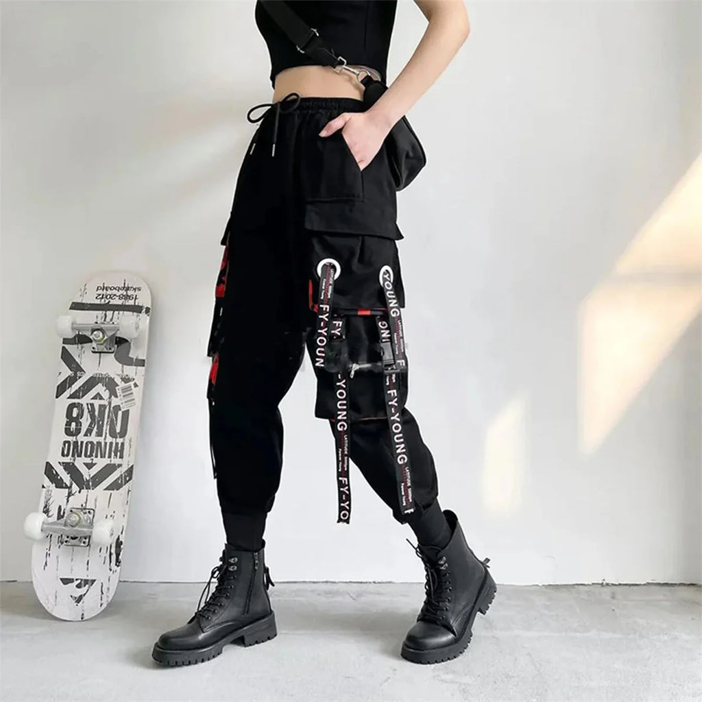 Pants Men Women Aesthetic Harem Pants Punk Pockets Joggers Harajuku Femme Hiphop Trousers Techwear Y2k Egirl Clothes Pants Boys