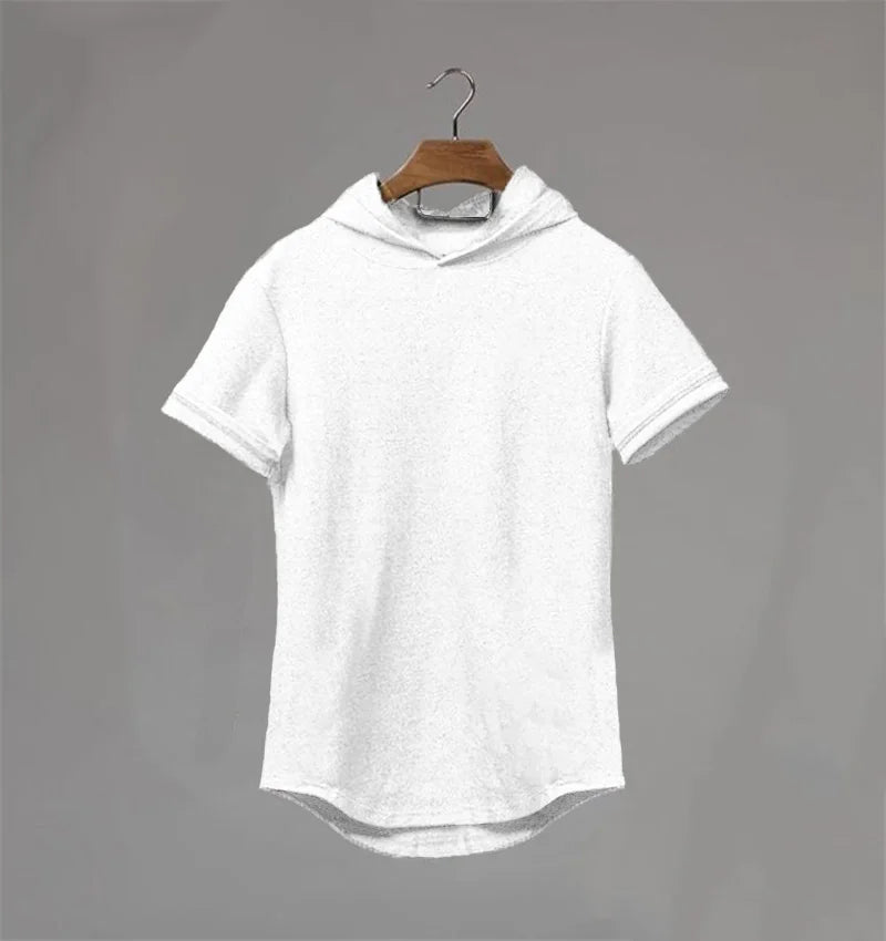 2020 Mens Summer tshirt Casual Solid Loose Hooded Tops Tees Shirts Male New Sportswear Hoodie Short Sleeve  T-shirt Clothing