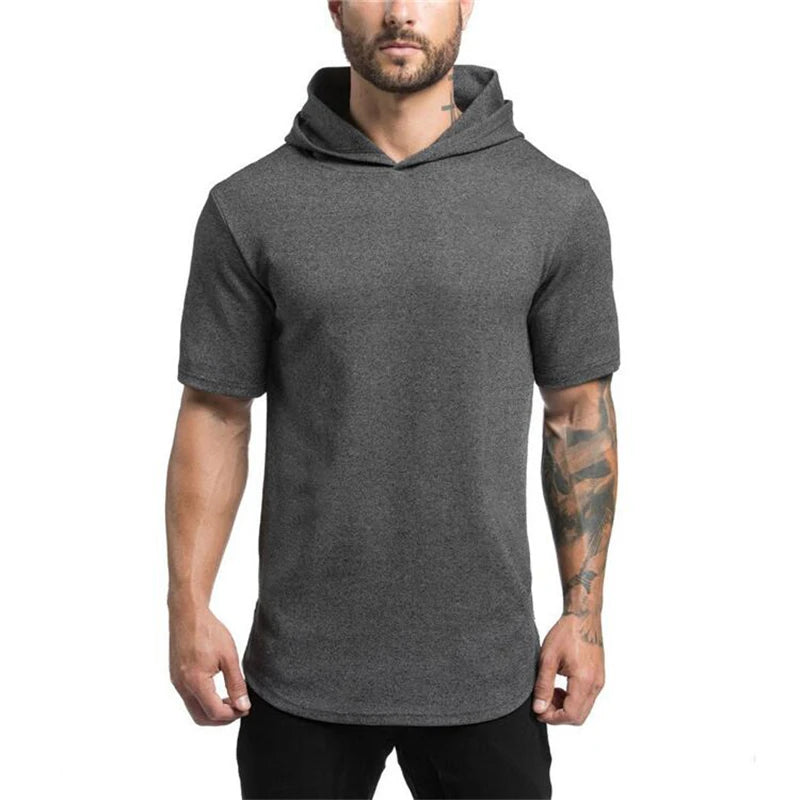 2020 Mens Summer tshirt Casual Solid Loose Hooded Tops Tees Shirts Male New Sportswear Hoodie Short Sleeve  T-shirt Clothing