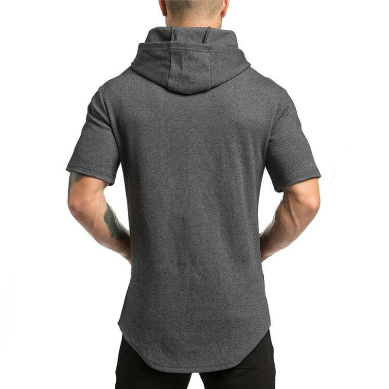 2020 Mens Summer tshirt Casual Solid Loose Hooded Tops Tees Shirts Male New Sportswear Hoodie Short Sleeve  T-shirt Clothing