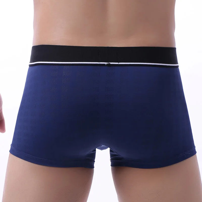 Men's Boxer Underwear Male Underpants Mens Breathable Mesh Boxershorts U Convex Big Penis Pocket Sexy Hollow Funny Gay Panties