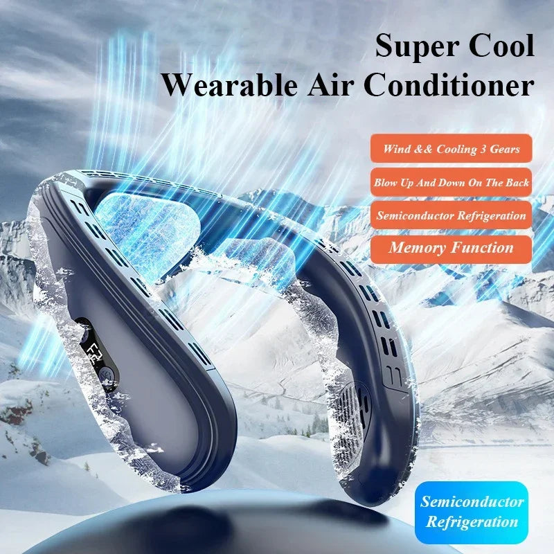 Neck Air Conditioner Portable Neck Fan Rechargeable Semiconductor Cooling Bladeless Fan Outdoor Personal Fan Wearable Coo
