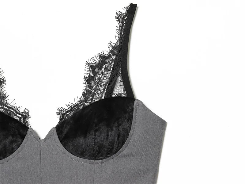 Women's Dress 2025 New Fashion Sexy Lace Deep V-Neck Slip Dress for Women Ersonality Unique Chic Women Slim Dress