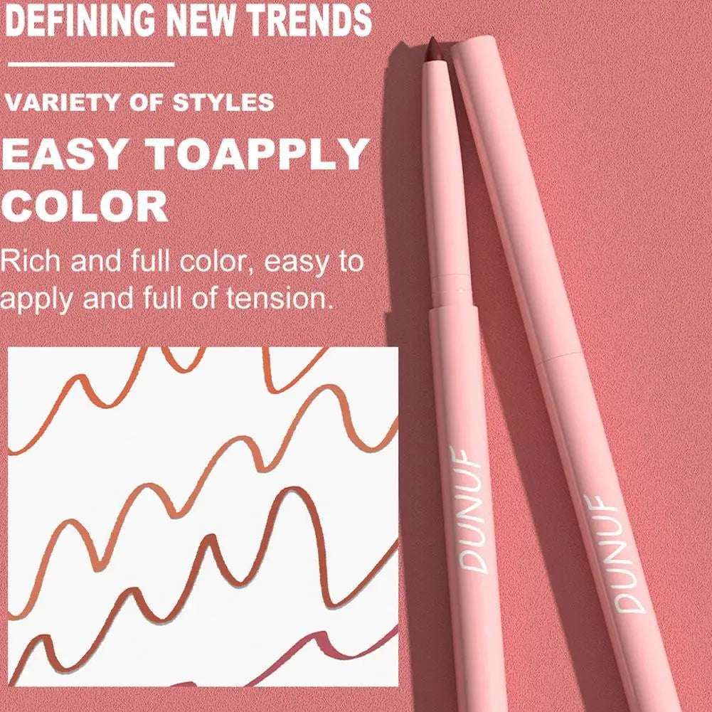 DUNUF 6pcs Lip Liner Pen Set Long-Lasting, Waterproof Sweatproof, Easy Coloring Non-fading Color Rendering Lip Gloss Set Beauty