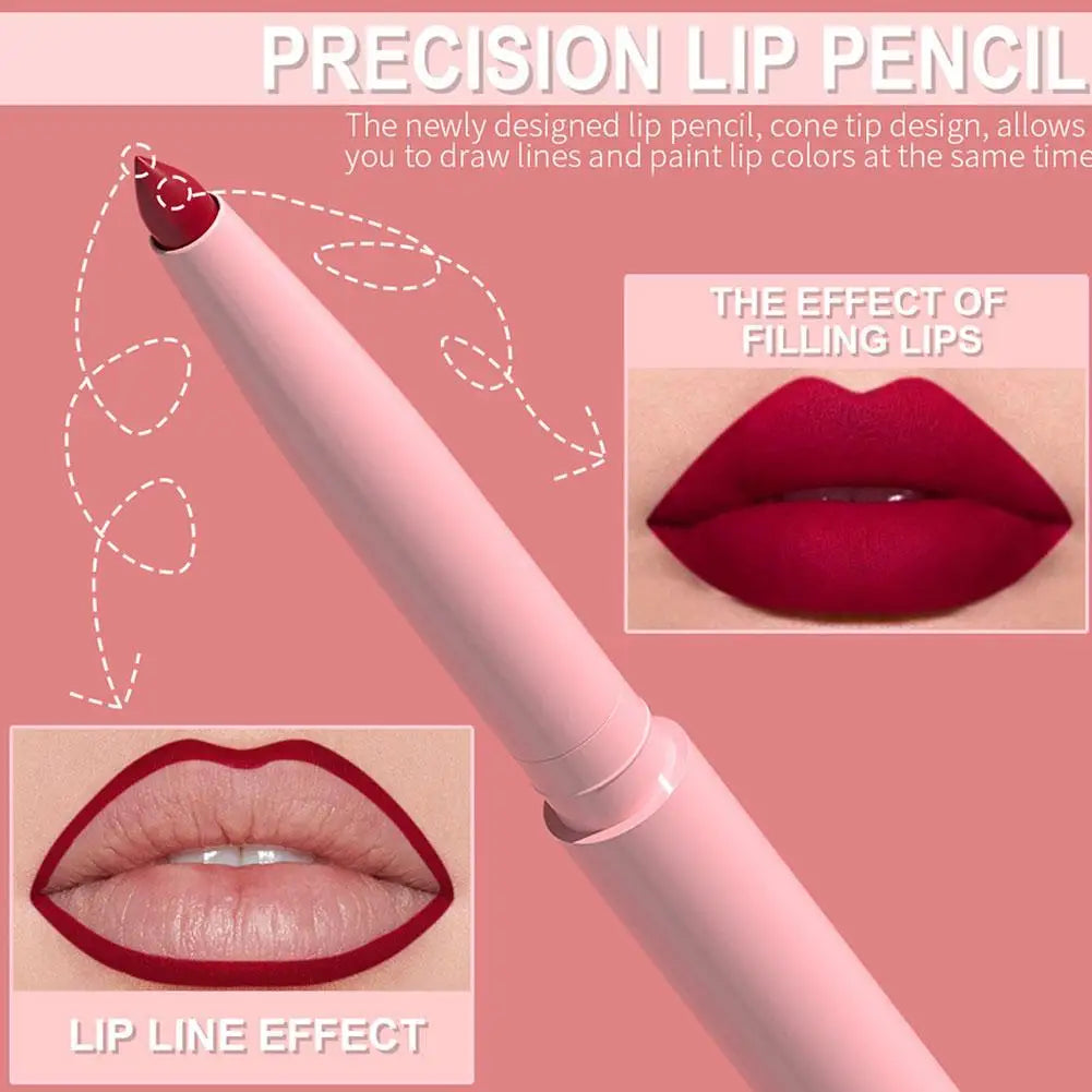 DUNUF 6pcs Lip Liner Pen Set Long-Lasting, Waterproof Sweatproof, Easy Coloring Non-fading Color Rendering Lip Gloss Set Beauty