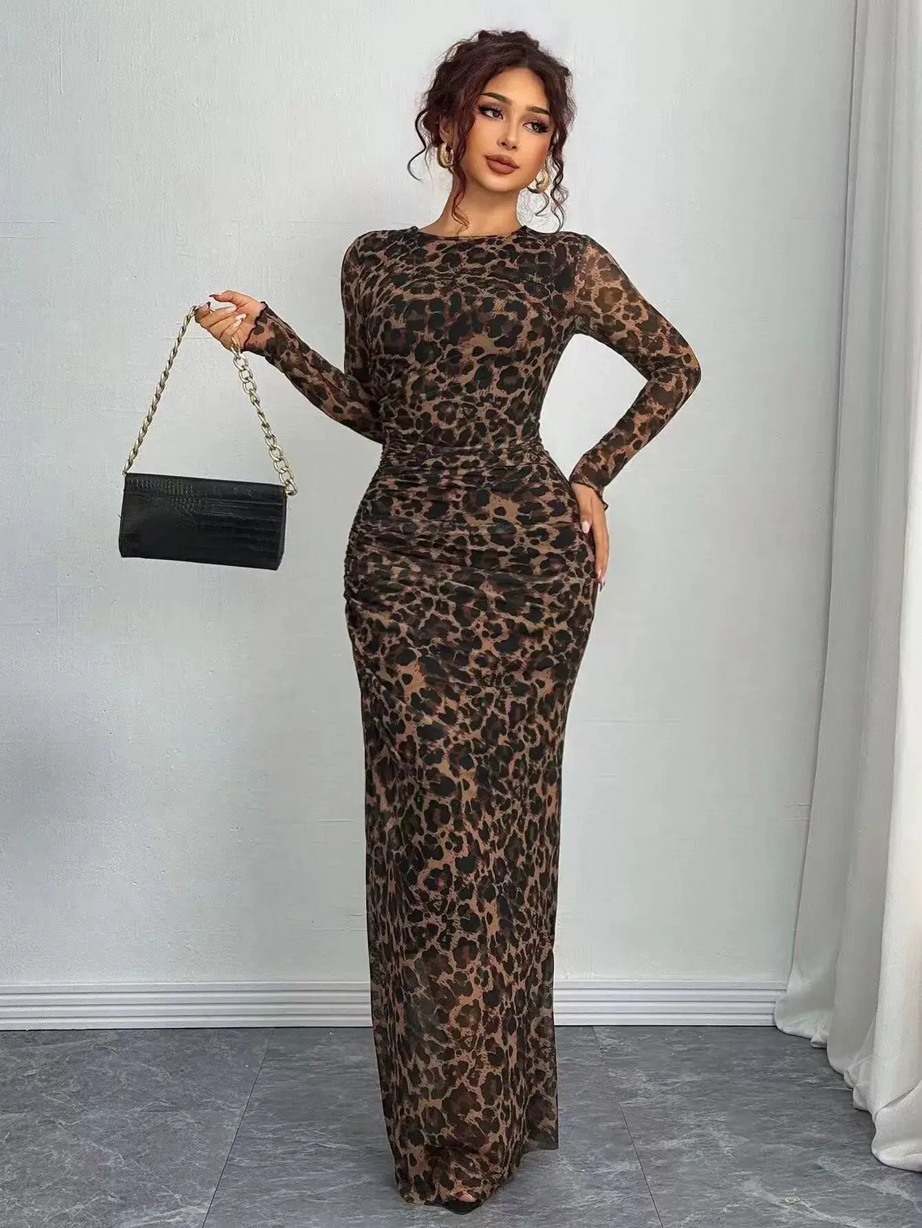 Women's Dresses Autumn French Simple Contrast Color Long Sleeve Round-Neck Maxi Wrap Fashion Dresses Long Dress Tops BQ7W