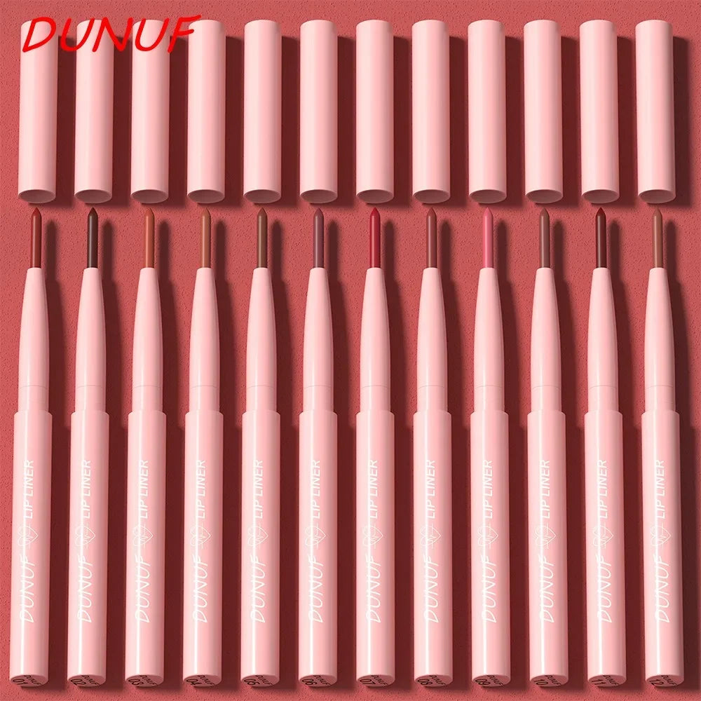 DUNUF 12 Color Velvet Matte Lipliner Pencil Waterproof Non-stick Cup Lipstick Nude Pink Lip Liner Outline Lips Contour Makeup