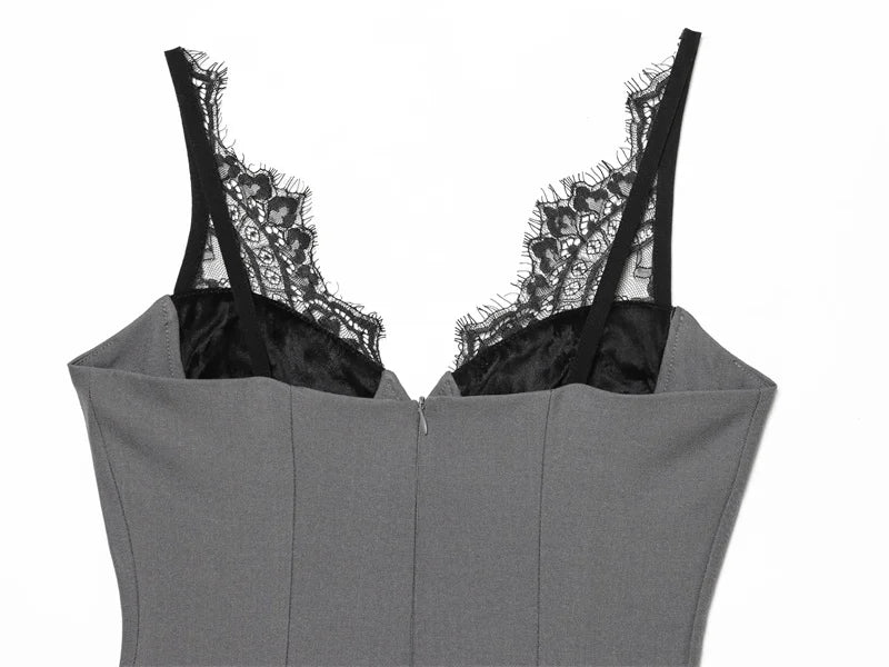 Women's Dress 2025 New Fashion Sexy Lace Deep V-Neck Slip Dress for Women Ersonality Unique Chic Women Slim Dress