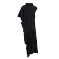 Women's Dress 2026 New Fashion Spring Summer Black Asymmetric Ruffle Dress for Women Casual Chic Personality Top