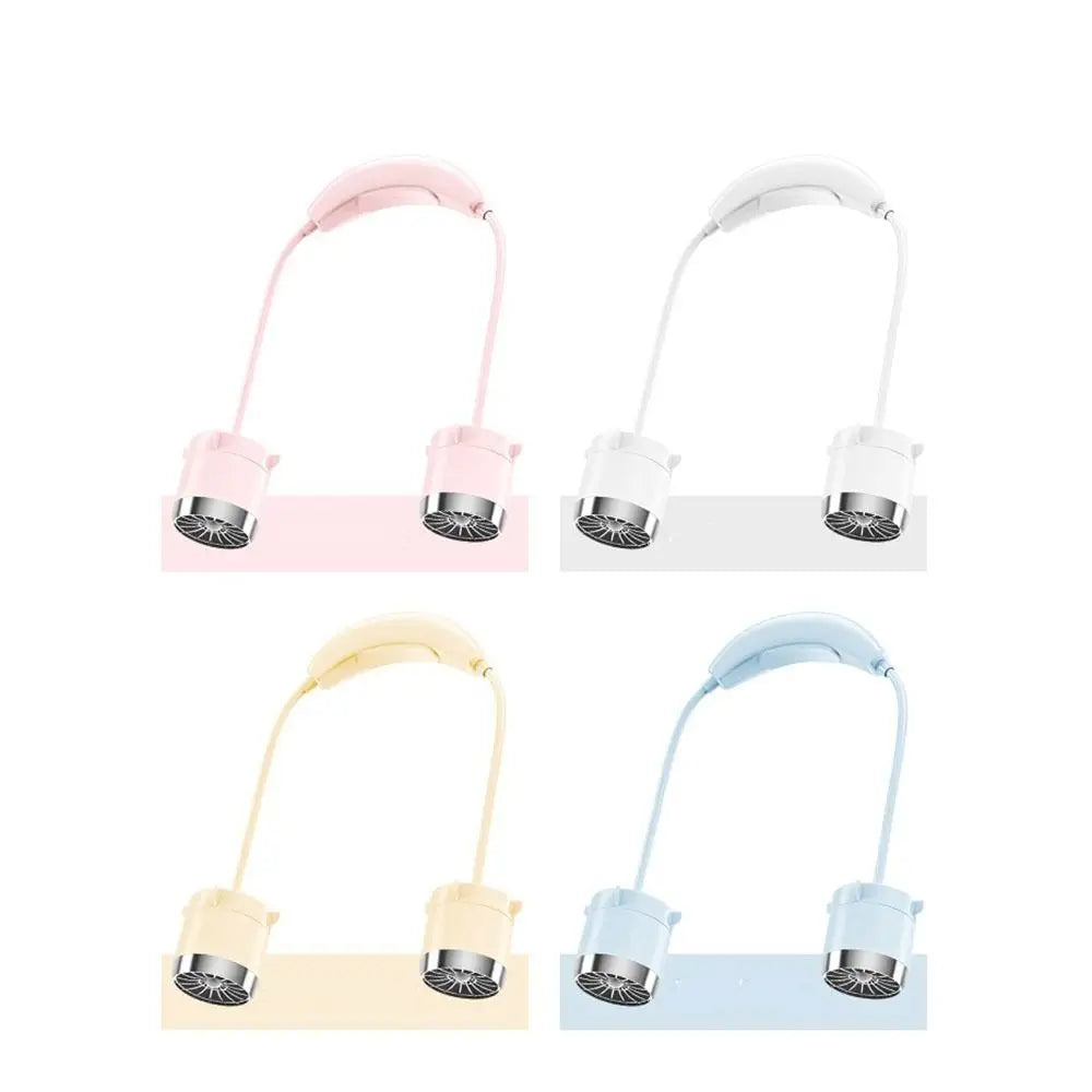 Low Noise Hanging Neck Fan USB Rechargeable Lightweight Neck Electric Fan 360° Bendable Foldable Around Neck Cooler