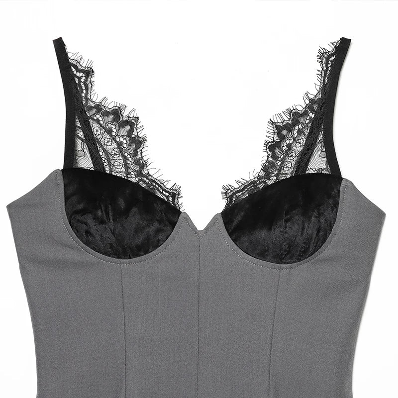 Women's Dress 2025 New Fashion Sexy Lace Deep V-Neck Slip Dress for Women Ersonality Unique Chic Women Slim Dress