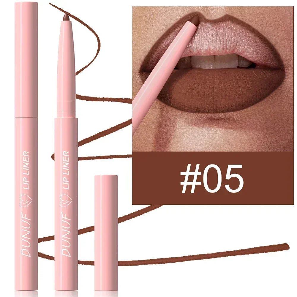 DUNUF 12 Color Velvet Matte Lipliner Pencil Waterproof Non-stick Cup Lipstick Nude Pink Lip Liner Outline Lips Contour Makeup