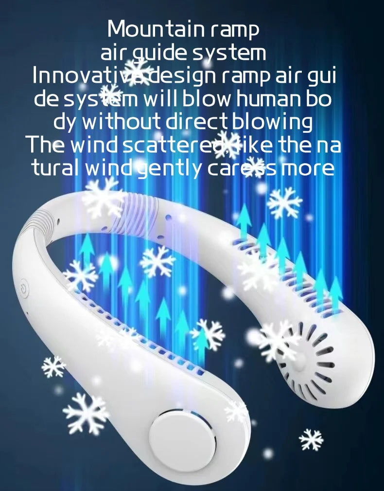 Neck-hanging fan, lazy person's bladeless fan, USB rechargeable, quiet, strong wind, portable, outdoor sports fan