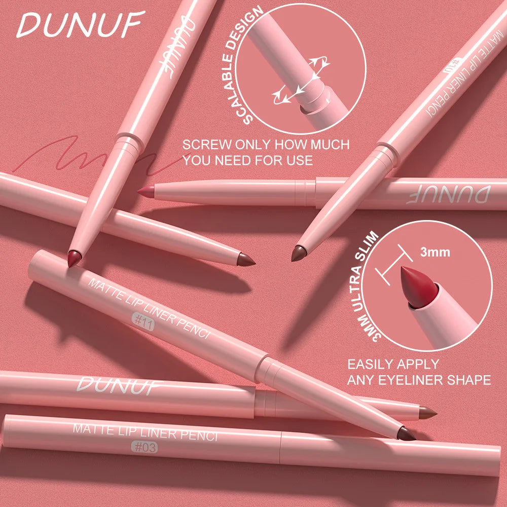 DUNUF New 6 Color Lipstick Lip Liner Set Velvet Matte Lip Pencil Waterproof Natural Outline Lip Contour Line Makeup Lipliner Pen