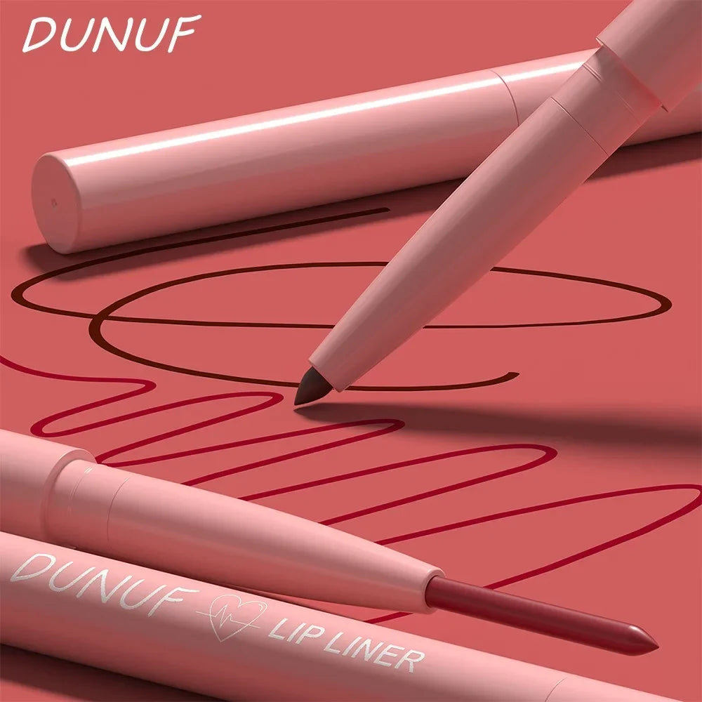 DUNUF 12 Color Velvet Matte Lipliner Pencil Waterproof Non-stick Cup Lipstick Nude Pink Lip Liner Outline Lips Contour Makeup