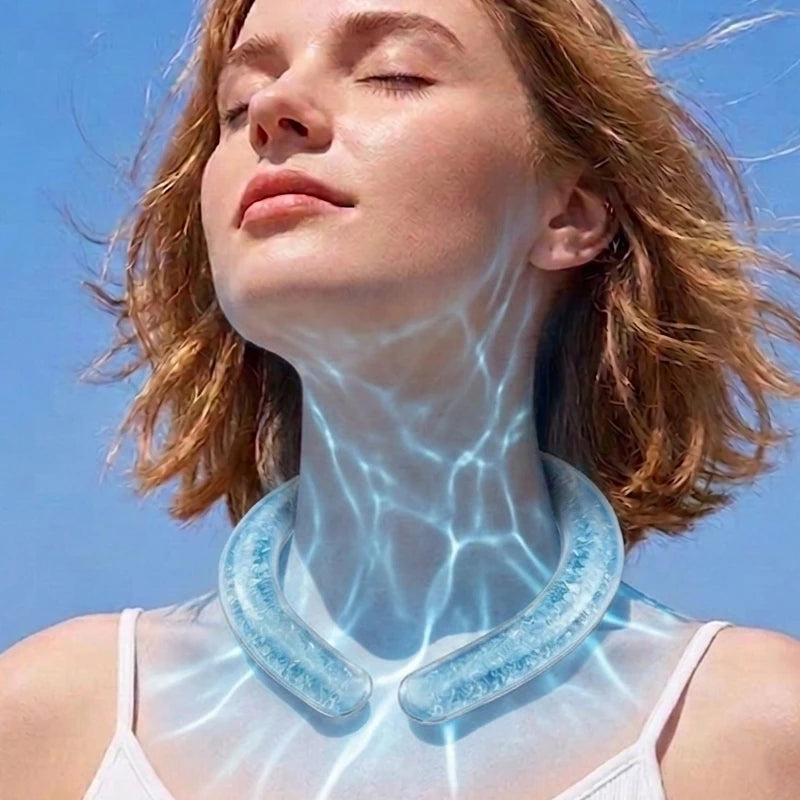Summer cooling neck with ice neck cooler, portable ice collar, cooling device for high temperatures, neck cooling ice ring