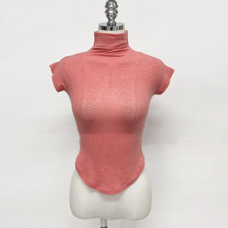 T Shirt Women Basic Casual summer T-Shirt O Neck Woman Clothes Sexy low chest see through soft Slim Tops Tee Shirt Femme 2026