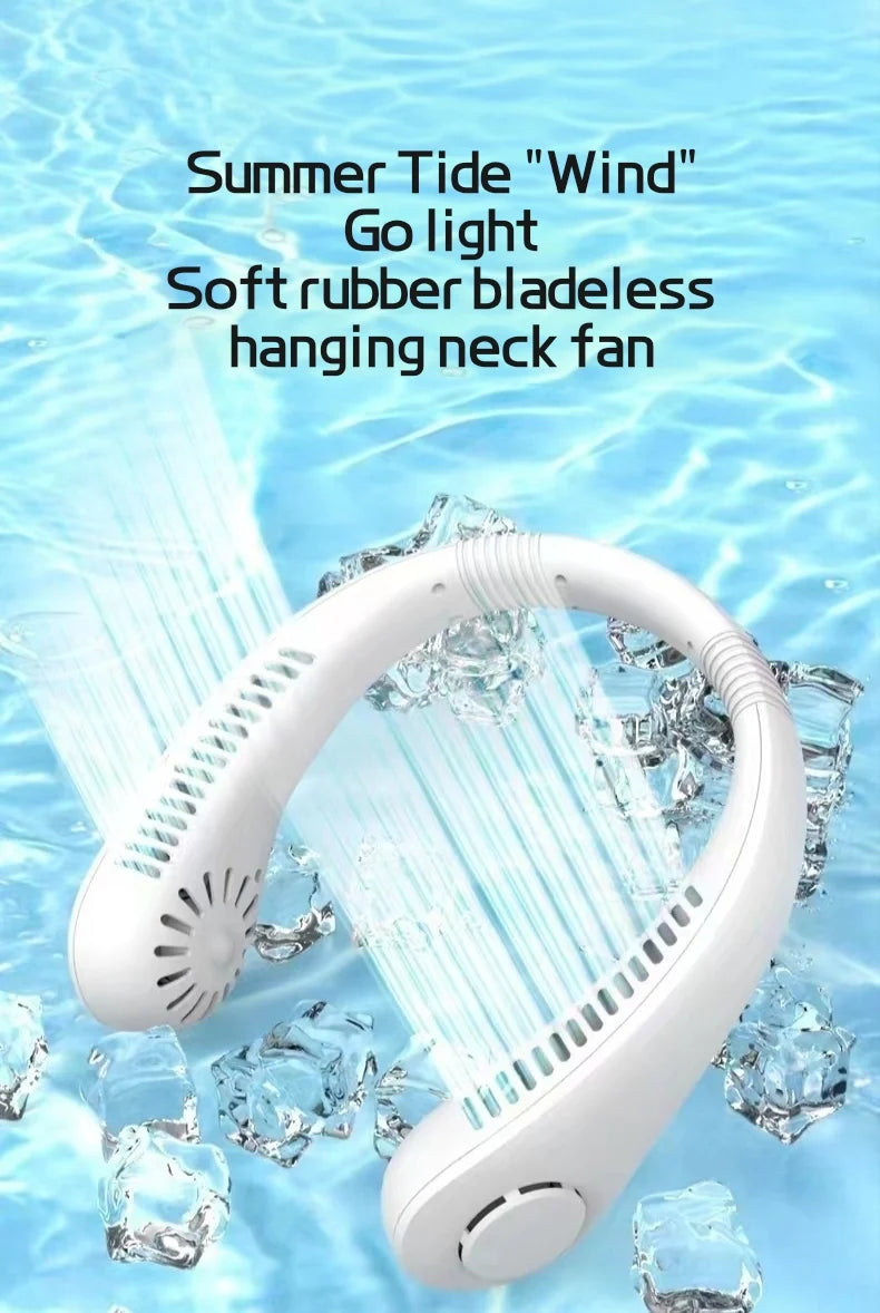 Neck-hanging fan, lazy person's bladeless fan, USB rechargeable, quiet, strong wind, portable, outdoor sports fan