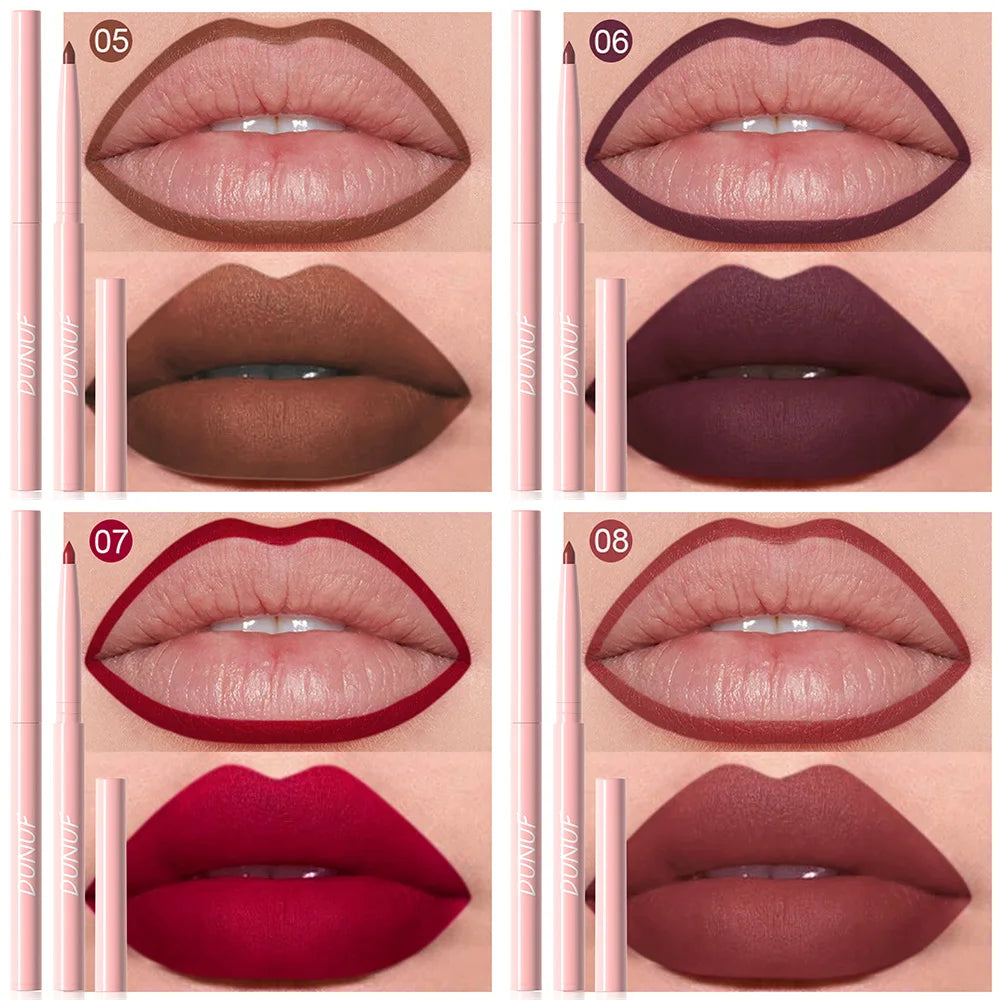 DUNUF New 6 Color Lipstick Lip Liner Set Velvet Matte Lip Pencil Waterproof Natural Outline Lip Contour Line Makeup Lipliner Pen