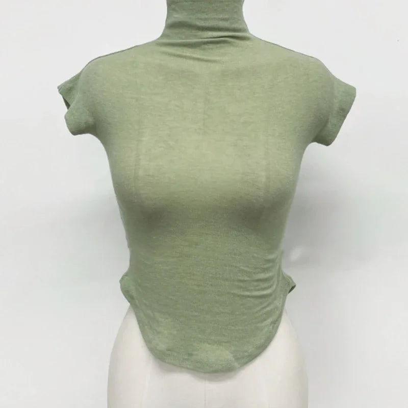 T Shirt Women Basic Casual summer T-Shirt O Neck Woman Clothes Sexy low chest see through soft Slim Tops Tee Shirt Femme 2026