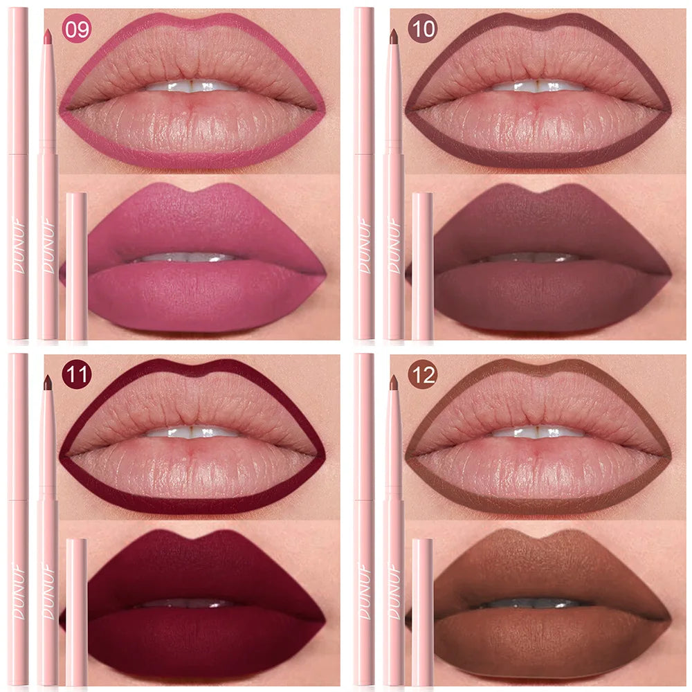 DUNUF New 6 Color Lipstick Lip Liner Set Velvet Matte Lip Pencil Waterproof Natural Outline Lip Contour Line Makeup Lipliner Pen