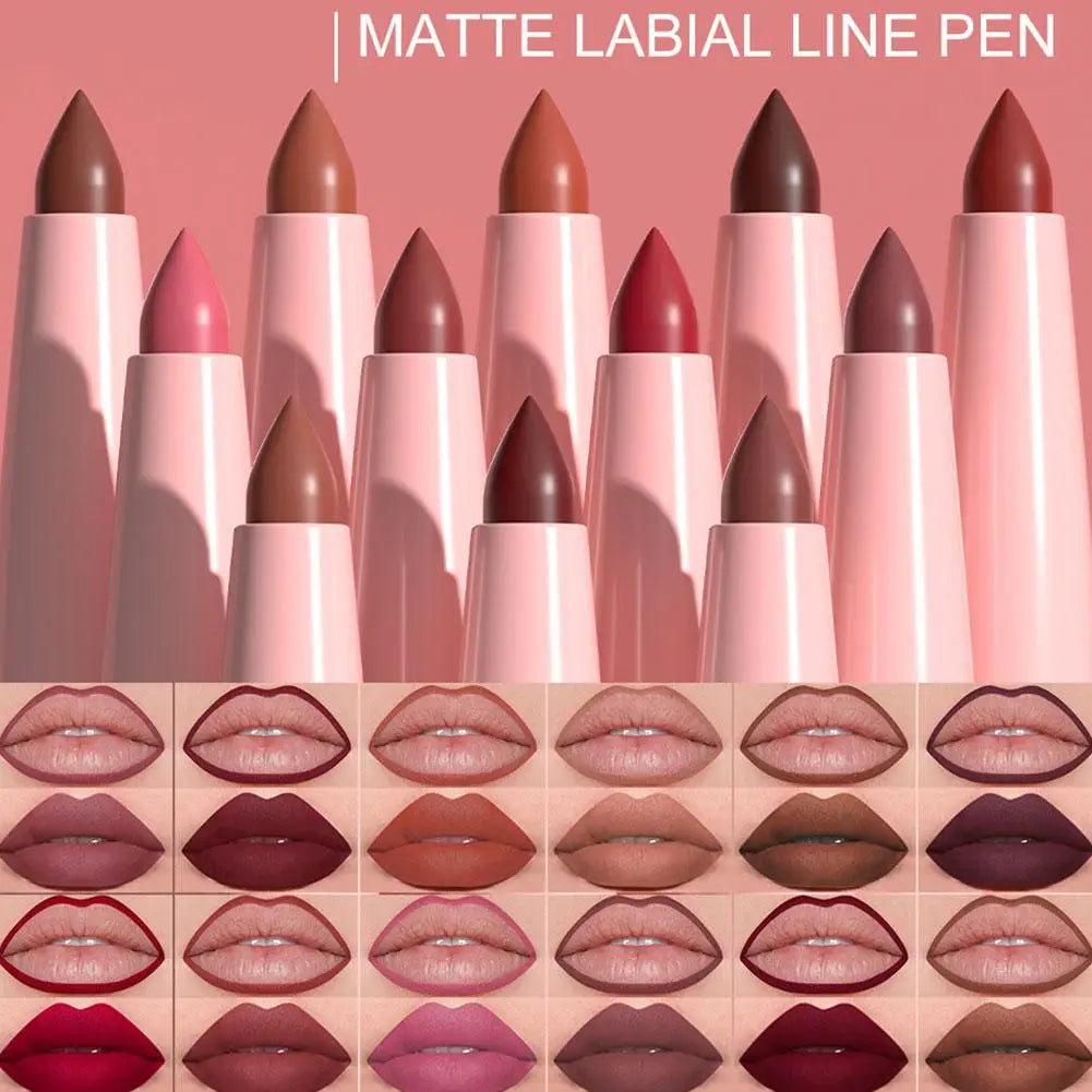 DUNUF 6pcs Lip Liner Pen Set Long-Lasting, Waterproof Sweatproof, Easy Coloring Non-fading Color Rendering Lip Gloss Set Beauty