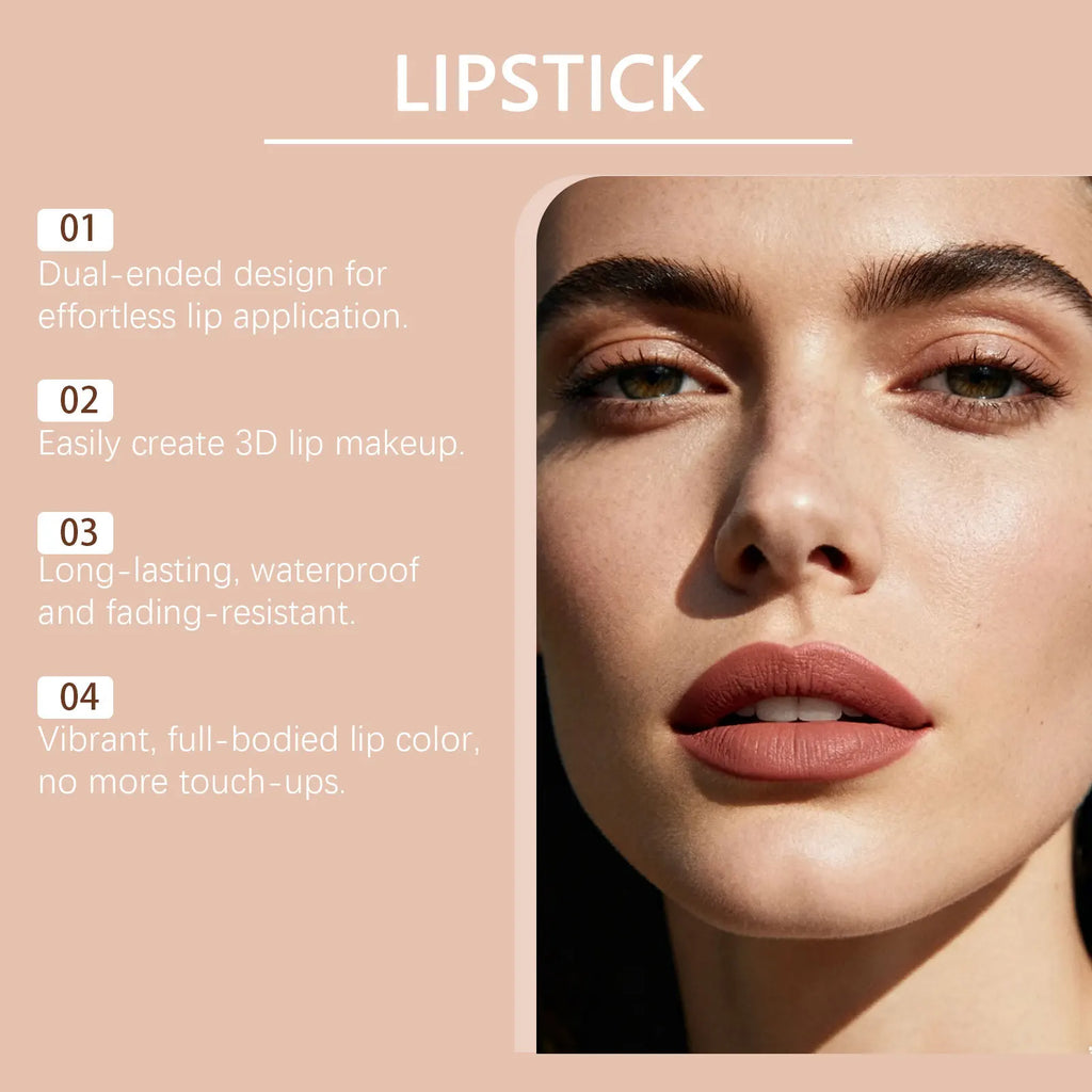 Multi-Color Lipstick Fashion Makeup Lasting Waterproof Enhance Lips Shine Natural Pigmented Matte Texture Lightweight Lip Gloss