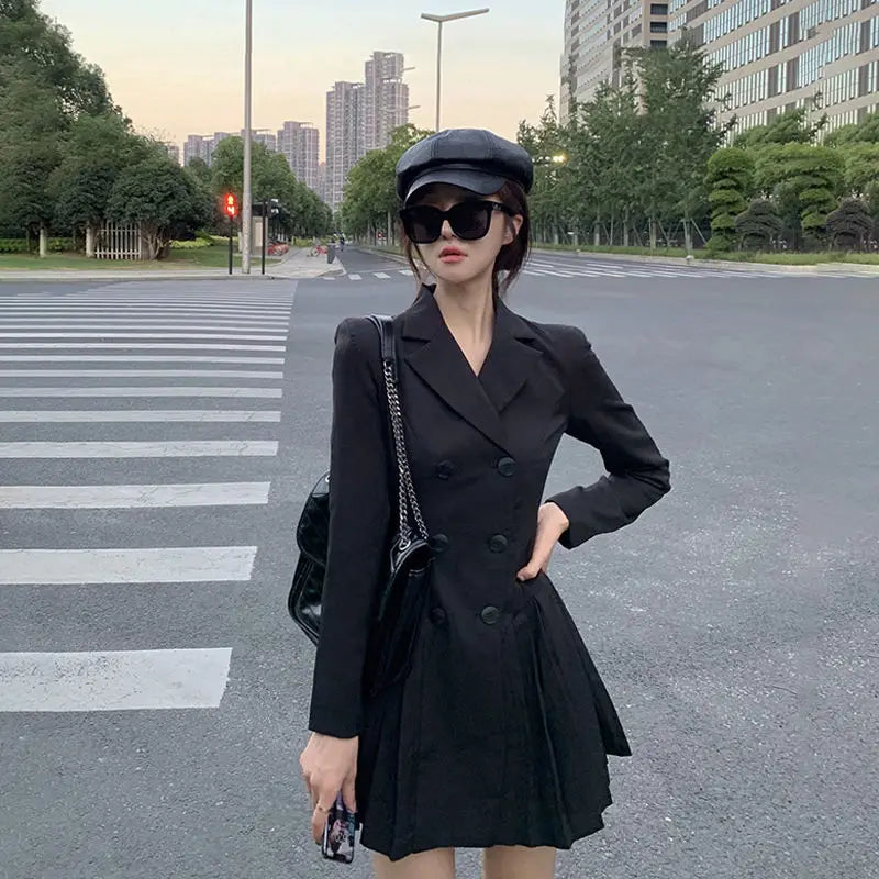 Women's Dress Blazer Clothing Chic and Elegant Pretty Female Dresses 2025 Formal Occasion Spring Retro Promotion Loose X Xxl Y2k