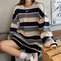 Women T shirts Woman clothing Y2k Sweatshirt 2026 four seasons Fashion Long Sleeves Tee Loose Couple Graphic stripe T-shirt tops