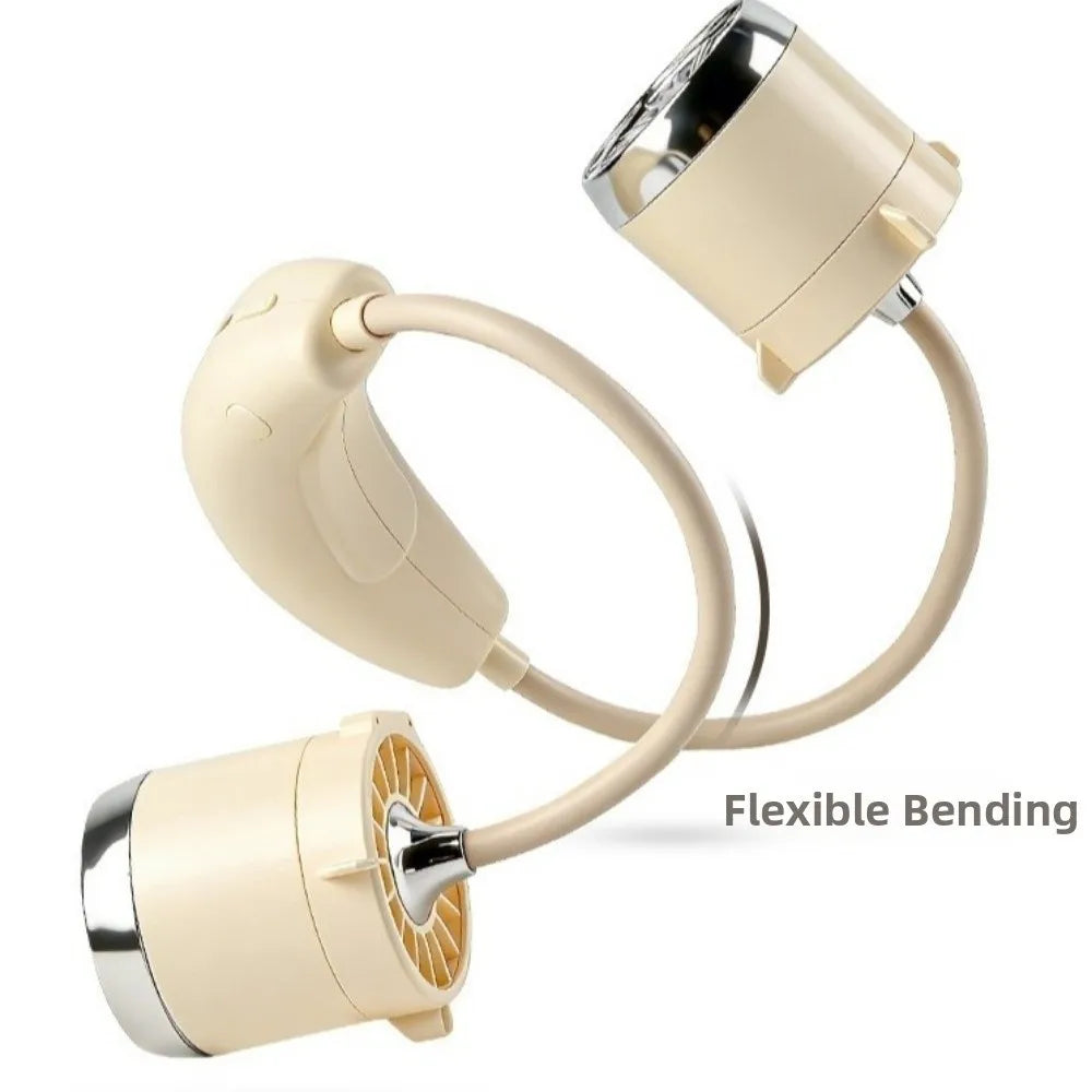Low Noise Hanging Neck Fan USB Rechargeable Lightweight Neck Electric Fan 360° Bendable Foldable Around Neck Cooler