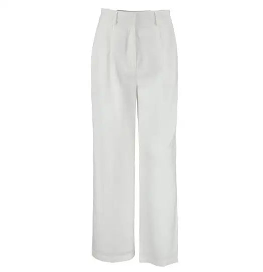 Trousers 2025 Spring/Summer Fashion High Waist Wide Leg Pants Loose Pocket Cotton and Hemp Casual Pants, Women's White Pants