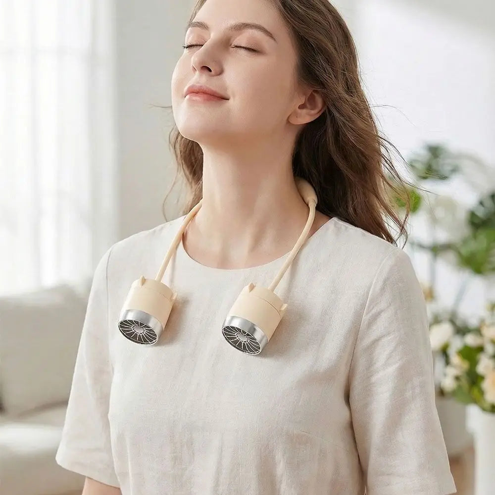 Low Noise Hanging Neck Fan 360° Bendable Lightweight Neck Electric Fan USB Rechargeable Foldable Around Neck Cooler