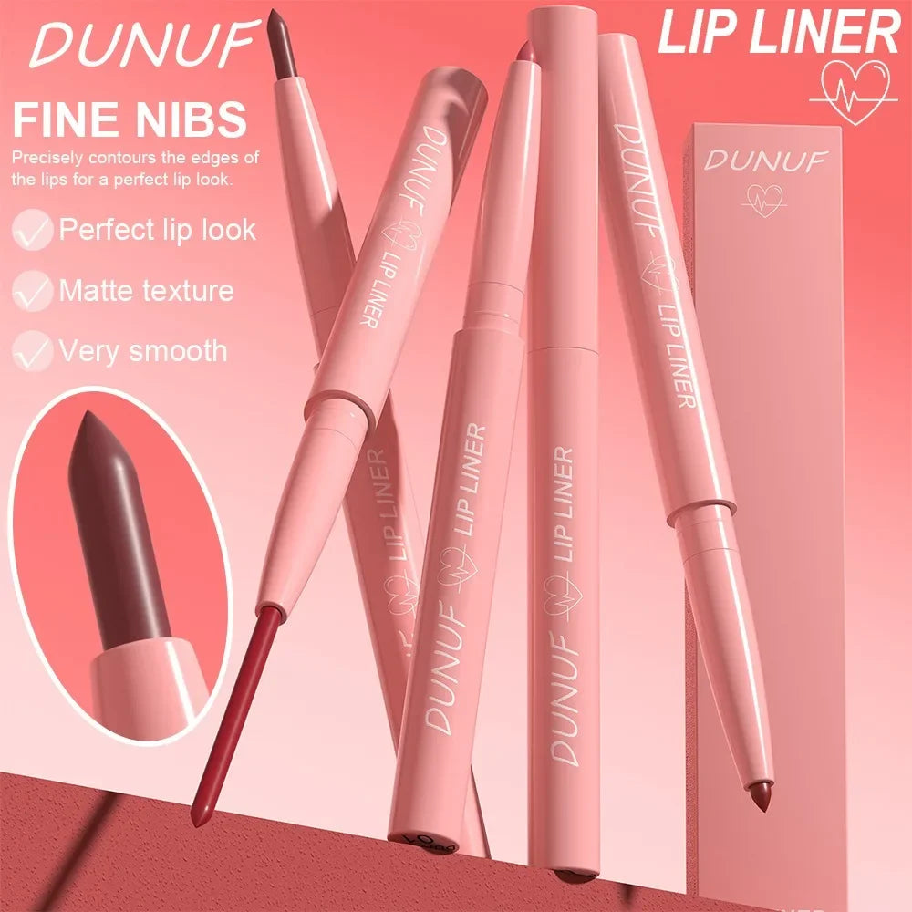 DUNUF 12 Color Velvet Matte Lipliner Pencil Waterproof Non-stick Cup Lipstick Nude Pink Lip Liner Outline Lips Contour Makeup