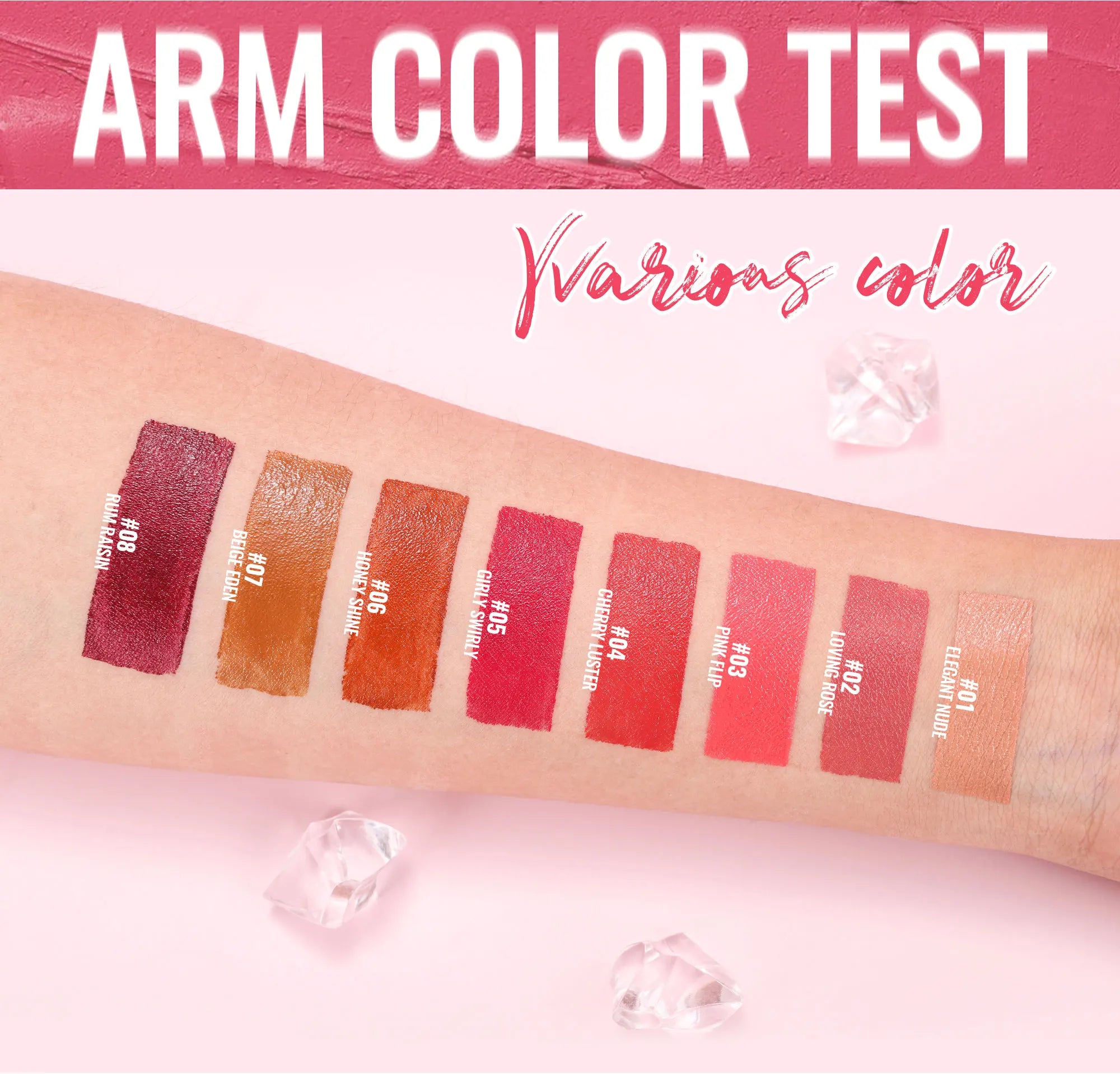 Velvet Lipstick 8 Colors Natural Moisturizing Waterproof Long-Lasting Color Non-stick Natural Daily Look Lipsticks