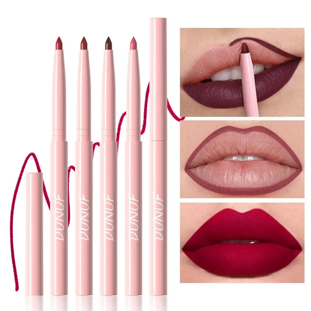 DUNUF 6pcs Lip Liner Pen Set Long-Lasting, Waterproof Sweatproof, Easy Coloring Non-fading Color Rendering Lip Gloss Set Beauty