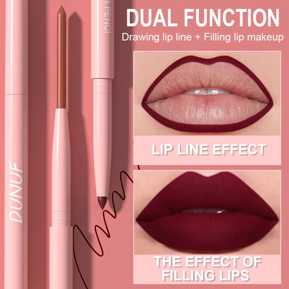 DUNUF New 6 Color Lipstick Lip Liner Set Velvet Matte Lip Pencil Waterproof Natural Outline Lip Contour Line Makeup Lipliner Pen