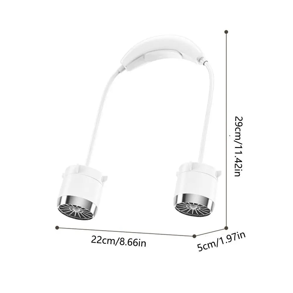 Low Noise Hanging Neck Fan 360° Bendable Lightweight Neck Electric Fan USB Rechargeable Foldable Around Neck Cooler
