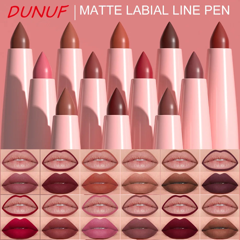DUNUF New 6 Color Lipstick Lip Liner Set Velvet Matte Lip Pencil Waterproof Natural Outline Lip Contour Line Makeup Lipliner Pen