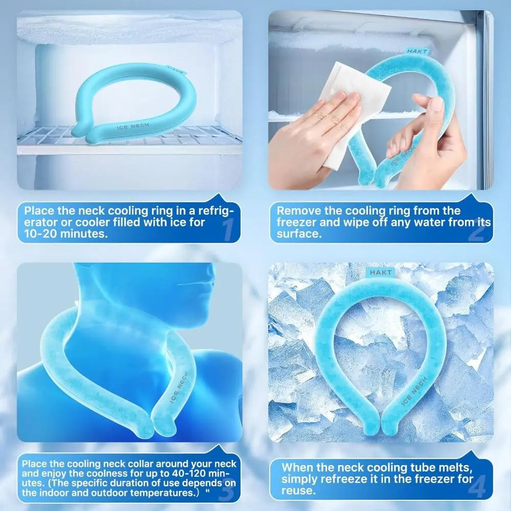 Hot Wearable Neck Cooling Tube Reusable Body Cooling Ice Ring Neck Cooler Soft for Summer Cooling Neck Wrap Outdoor Workers