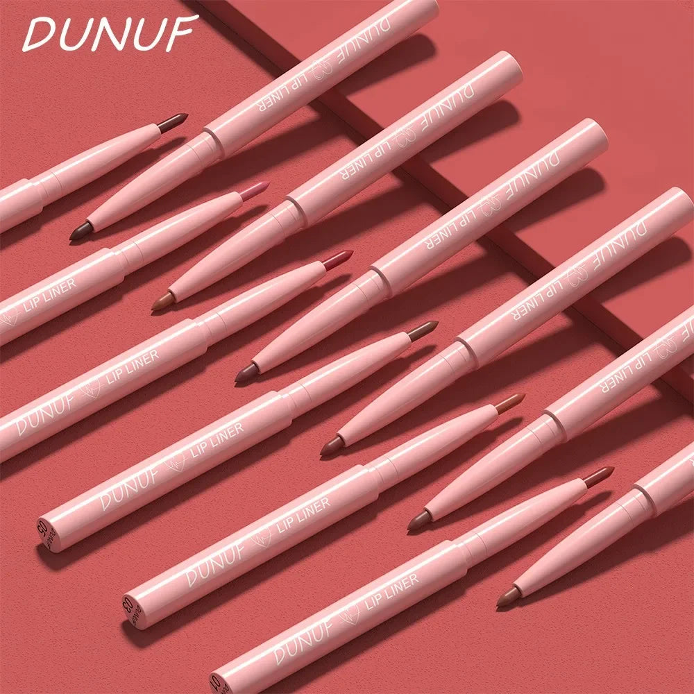 DUNUF 12 Color Velvet Matte Lipliner Pencil Waterproof Non-stick Cup Lipstick Nude Pink Lip Liner Outline Lips Contour Makeup