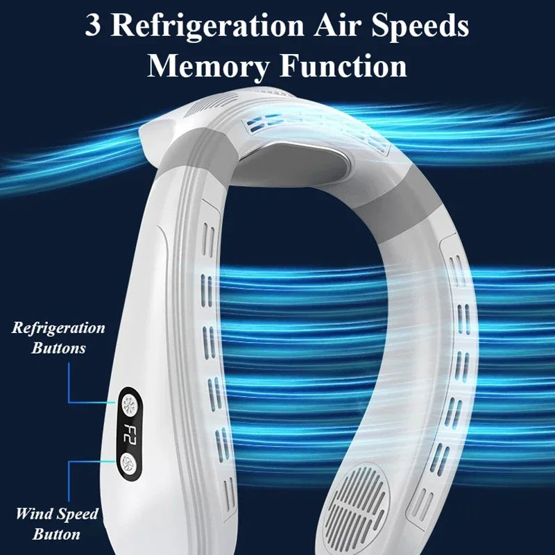 Neck Air Conditioner Portable Neck Fan Rechargeable Semiconductor Cooling Bladeless Fan Outdoor Personal Fan Wearable Coo