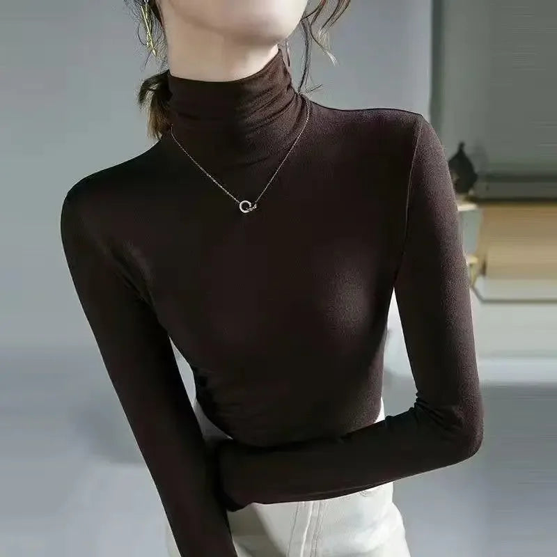 Woman T-shirt Turtleneck Skinny Clothing 2025 Black Top for Women Purple Tshirt Grunge Tee Aesthetic Simple Cheap Stylish 2000s
