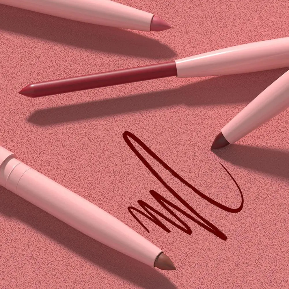 DUNUF 6pcs Lip Liner Pen Set Long-Lasting, Waterproof Sweatproof, Easy Coloring Non-fading Color Rendering Lip Gloss Set Beauty