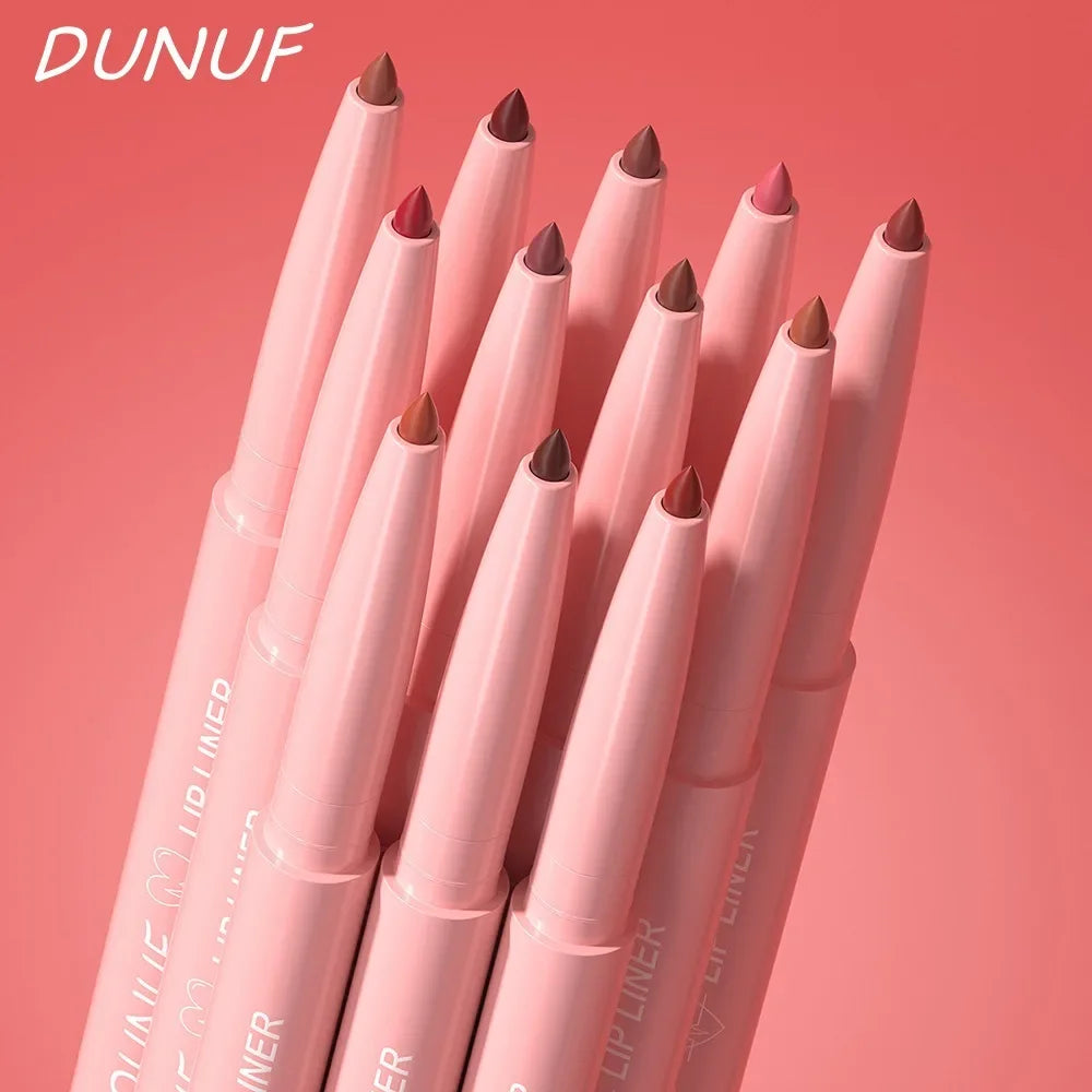 DUNUF 12 Color Velvet Matte Lipliner Pencil Waterproof Non-stick Cup Lipstick Nude Pink Lip Liner Outline Lips Contour Makeup
