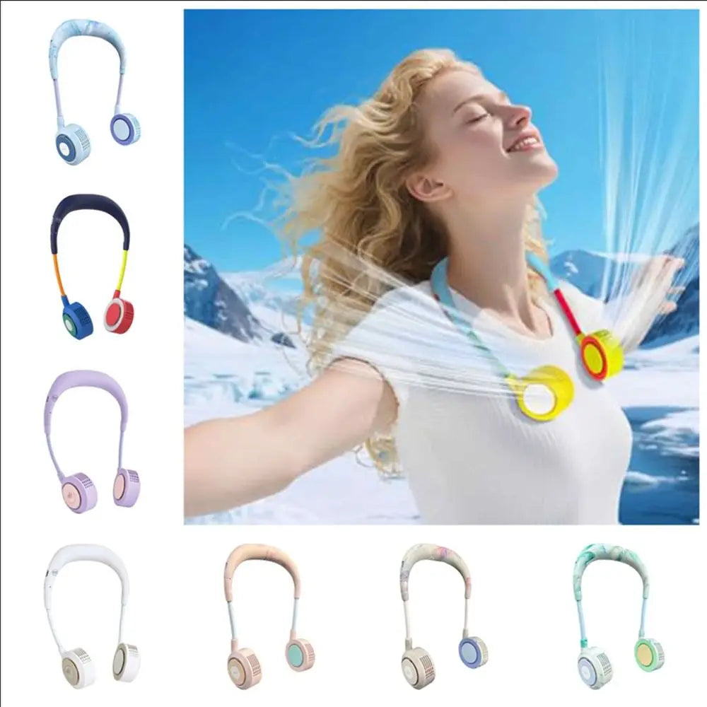 Foldable Design Bladeless Neck Fan Low Noise Operation Lightweight Construction Portable Neck Fan USB Powered 360° Cooling