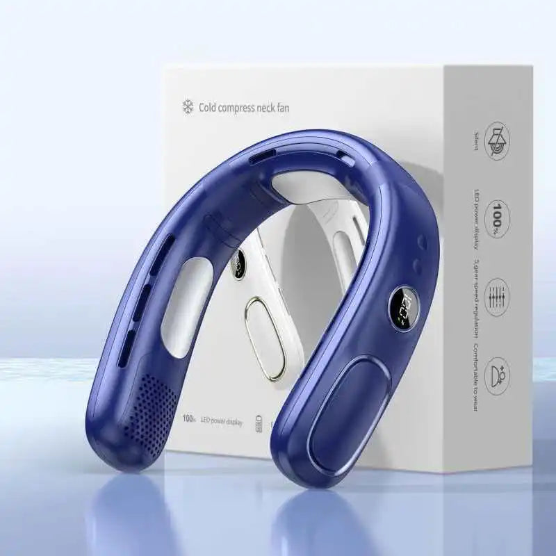 Neck fan with strong battery life, portable and suitable for outdoor use, with semiconductor cooling